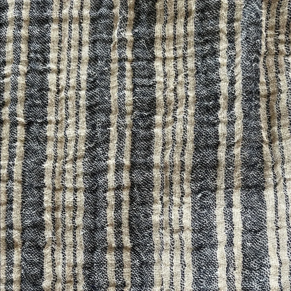 Crate & Barrel Striped Blue and Tan 23x23 Pillow Covers
